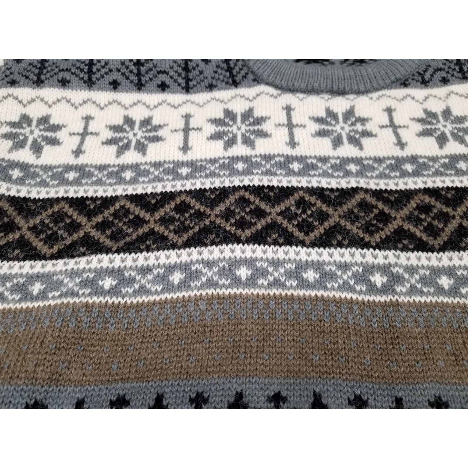 Jantzen VINTAGE Ski Sweater Mens M Gray Brown Crewneck Pullover Icelandic Snow Flake Geometric All Seasons Casual Mens Size US M / EU 48-50 / 2 - 5 Thumbnail