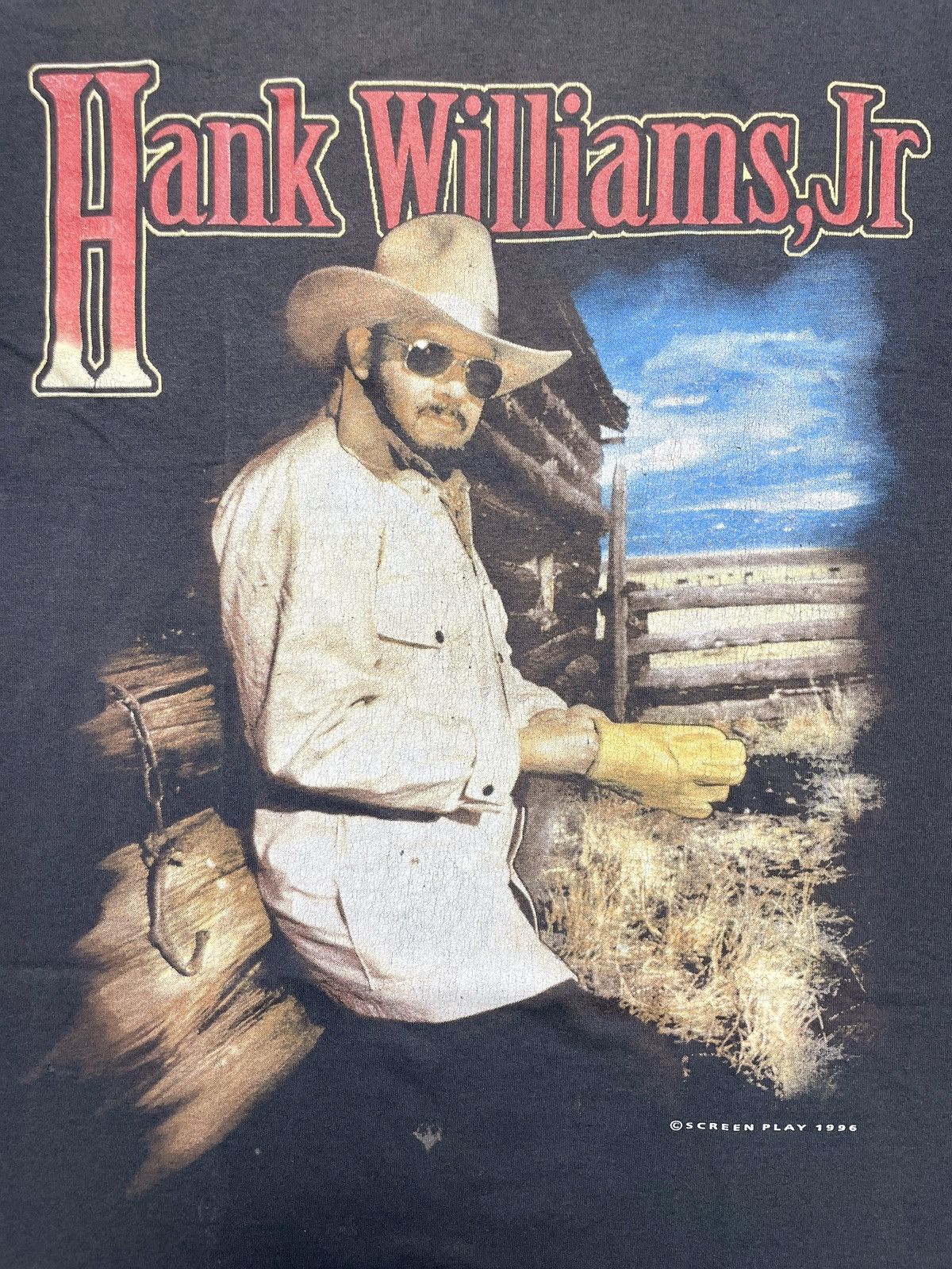 Band Tees 1996’s Hank Williams,Jr - Sunfaded Tee Size US L / EU 52-54 / 3 - 1 Thumbnail