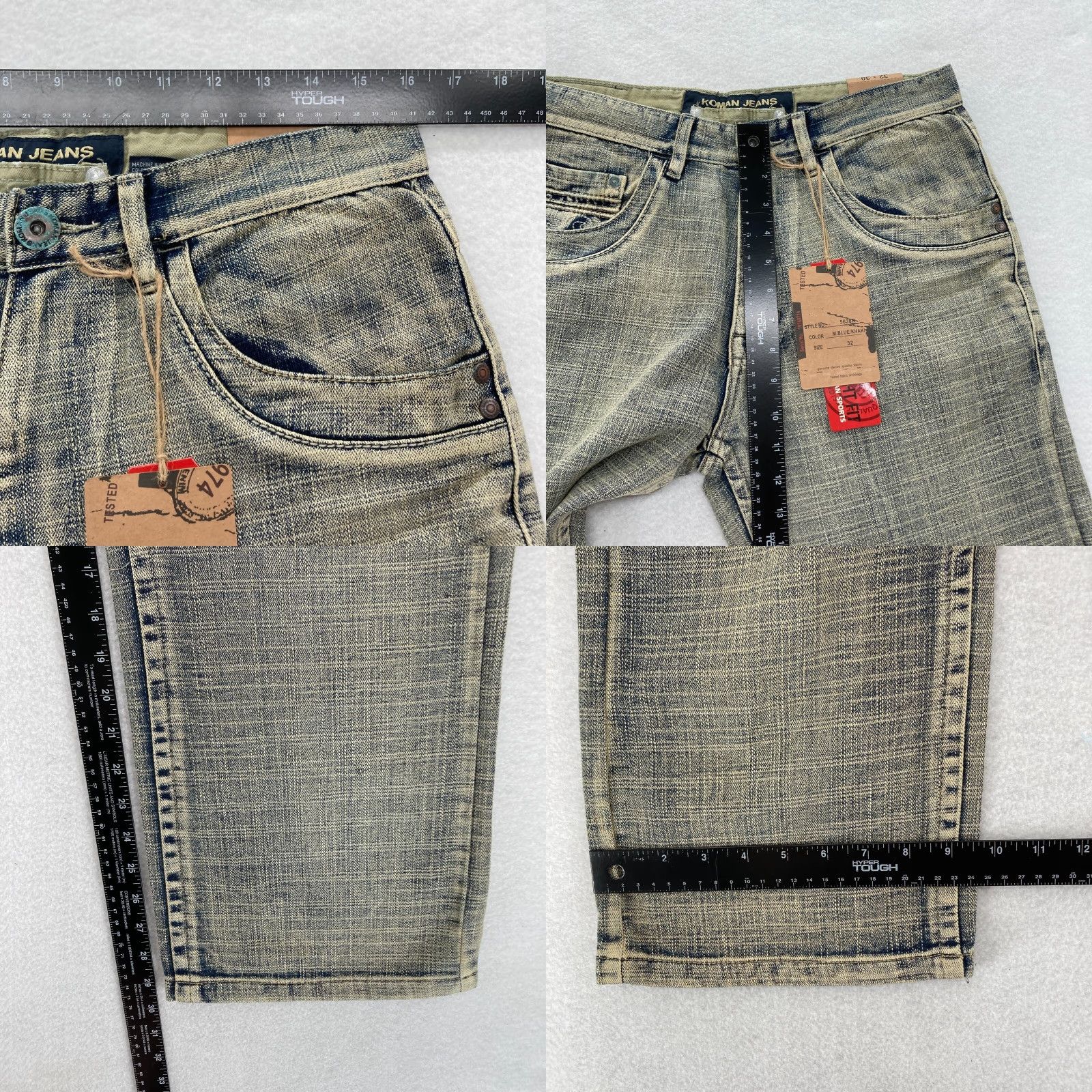 Denime VINTAGE Koman Jeans Mens 32x30 Relaxed Straight Blue Denim Flap Pocket Y2K NWT Size US 32 / EU 48 - 8 Thumbnail