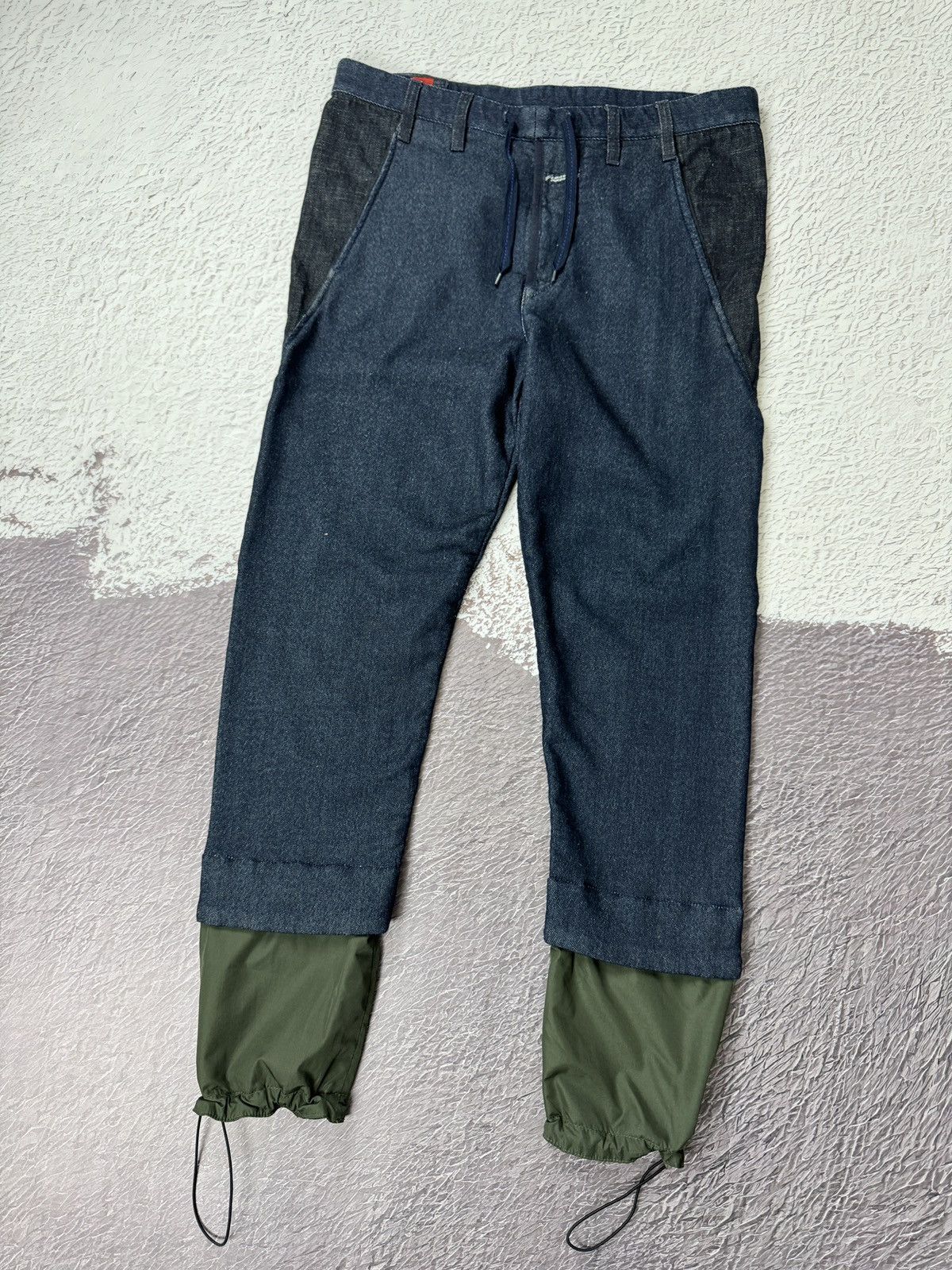 image of Avant Garde Le Jean De Marithe Francois Girbaud Denim Nylon Hybrid Pants in Blue, Men's (Size 33)