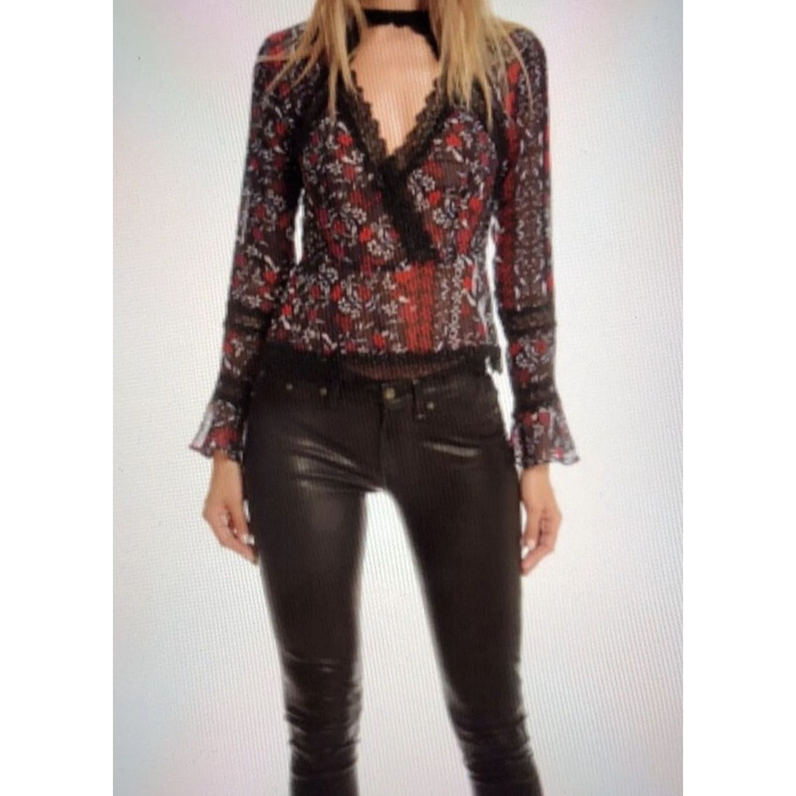 NICHOLAS N/Nicholas Lace Blouse Bell Sleeves Multicolor 8 A003303 Size M / US 6-8 / IT 42-44 - 1 Thumbnail
