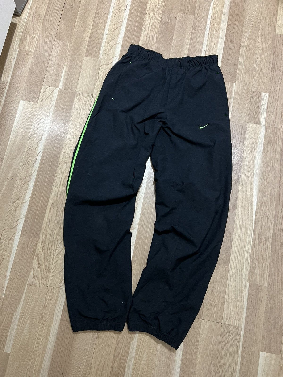 Nike × Vintage Nike vintage drill sweat pants black big logo y2k style Size US 31 - 2 Thumbnail