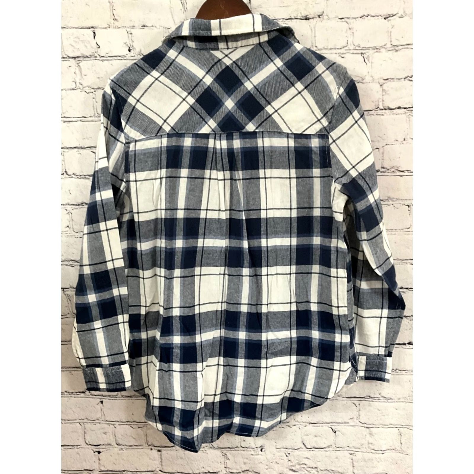 Gap GAP WOMENS FLANNEL SHIRT SMALL BLUE BUTTON-UP Pockets Casual Basic 100% Cotton Size S / US 4 / IT 40 - 3 Thumbnail