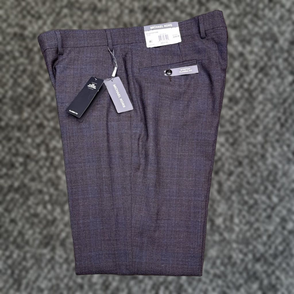 Michael Kors Michael Kors Pants Mens 36x32 Malone Plaid Wool New Formal Dress Pants Gray Straight Leg Classic City Size US 36 / EU 52 - 1 Thumbnail