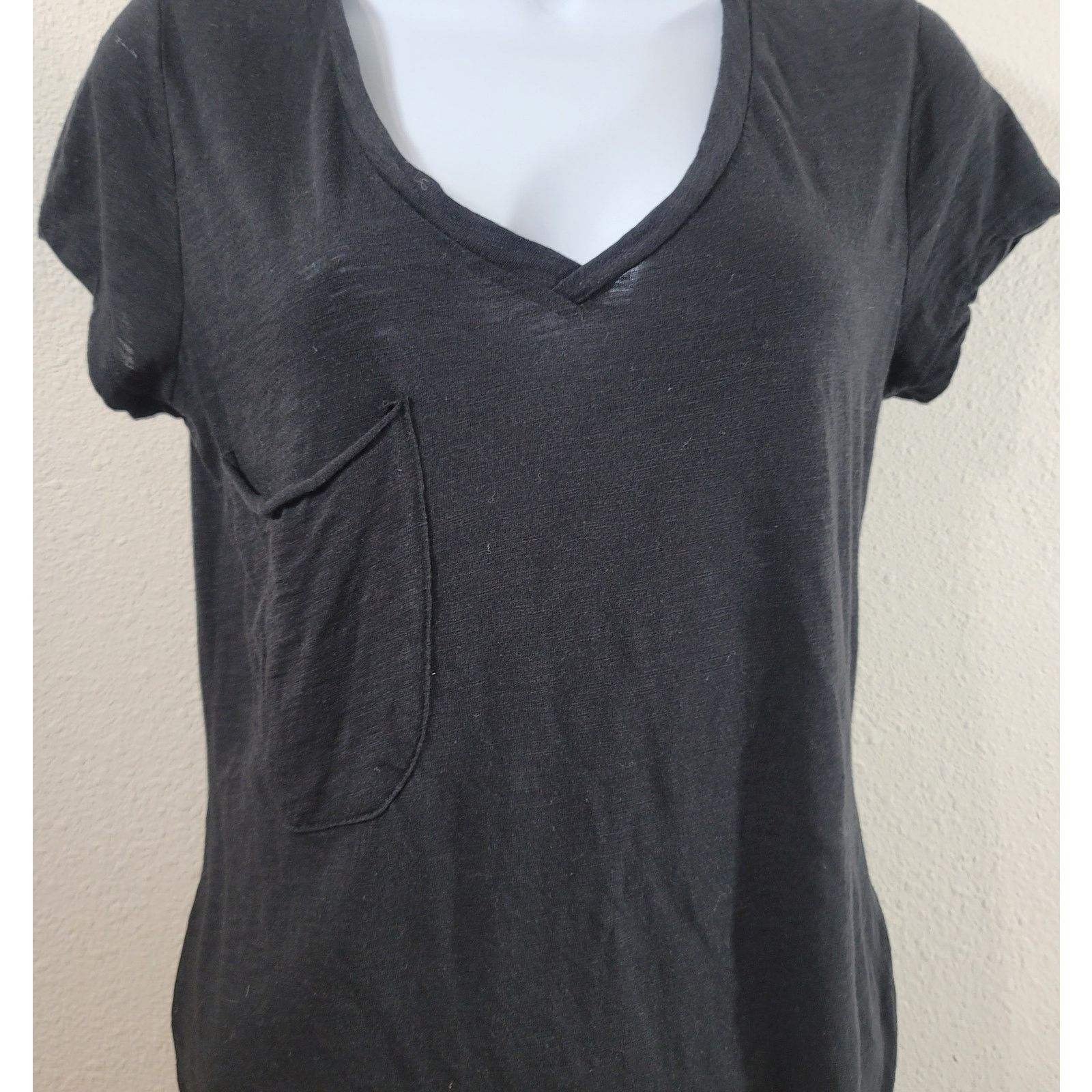 Other Marvenie Black Slub Knit V Neck Top Small Lightweight Soft Size S / US 4 / IT 40 - 5 Thumbnail