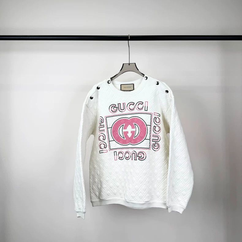 Gucci Pink logo button sweatshirt 2503-Nextarrow