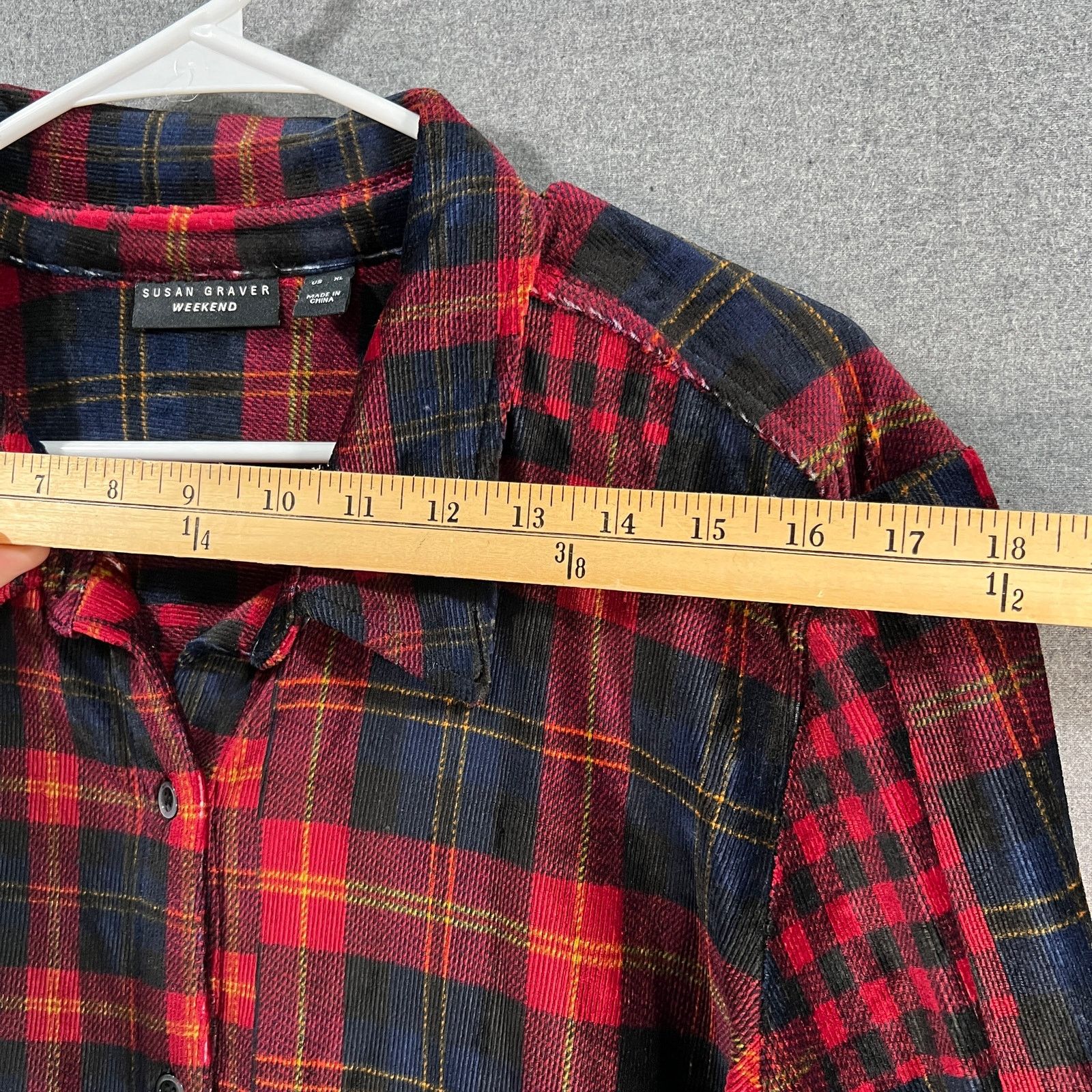 Other Susan Graver Weekend Regular Plaid Knit Corduroy Button Size XL / US 12-14 / IT 48-50 - 6 Thumbnail