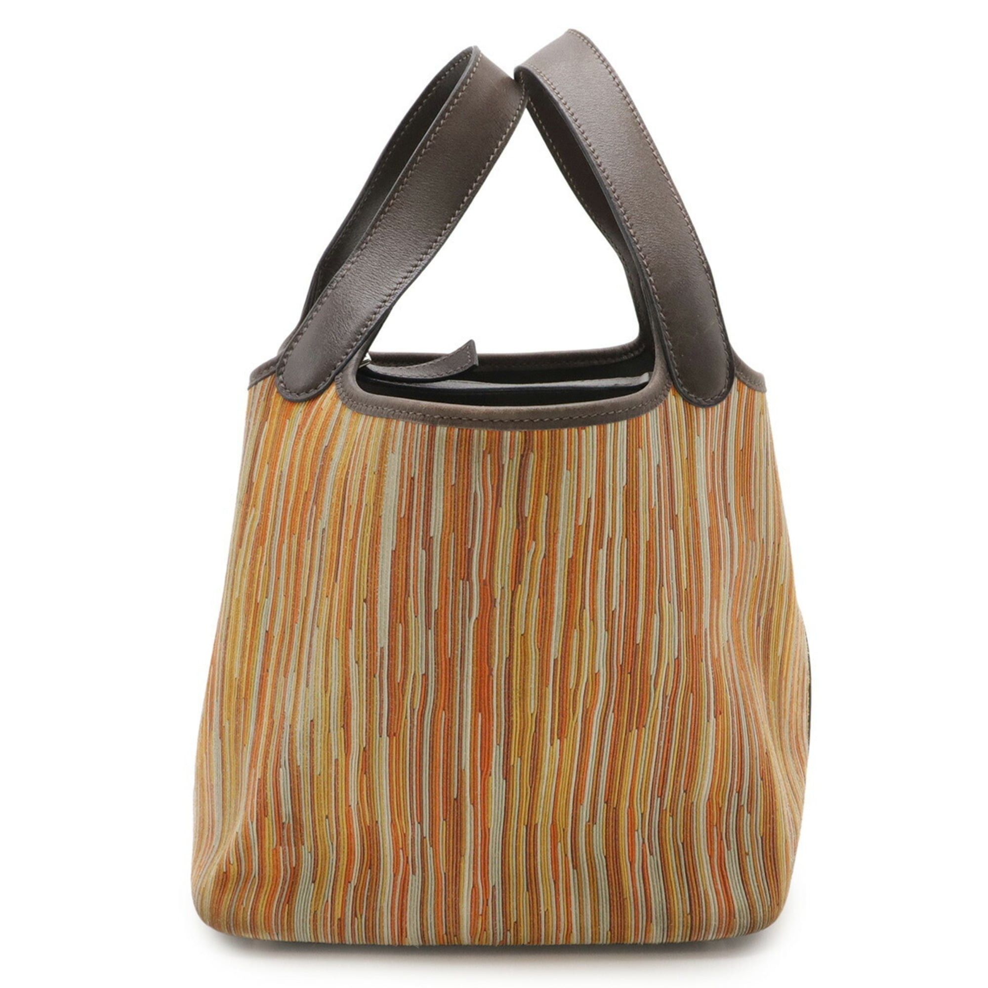 Hermes HERMES Picotin PM Handbag Tote Bag Vibrato Swift Leather Orange Multicolor Dark Brown Sold Size ONE SIZE - 1 Thumbnail
