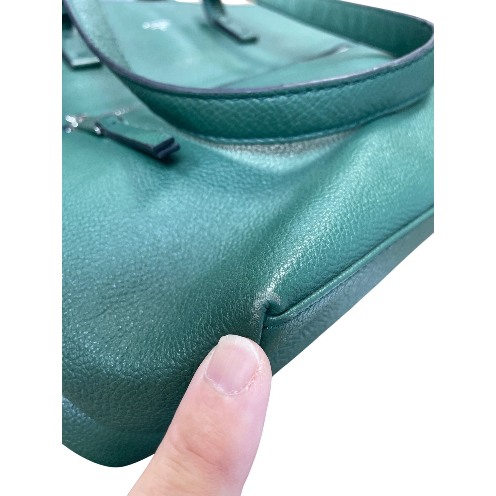 Other Tahari Womans Green Pebbled Leather Tote HandBag Silver Char Size ONE SIZE - 18 Thumbnail