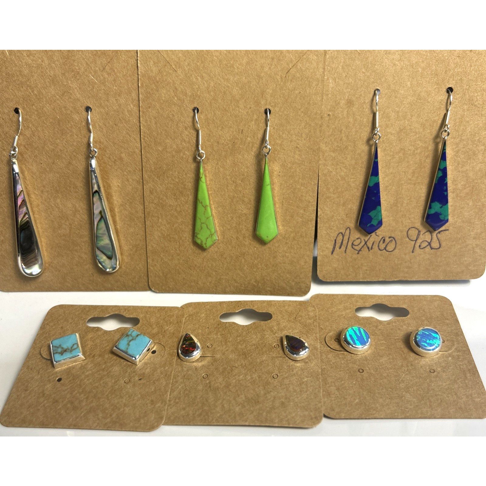 Mexicana Sterling Silver Mexican Earrings Lot Bundle 6 Artisan Style Size ONE SIZE - 1 Thumbnail