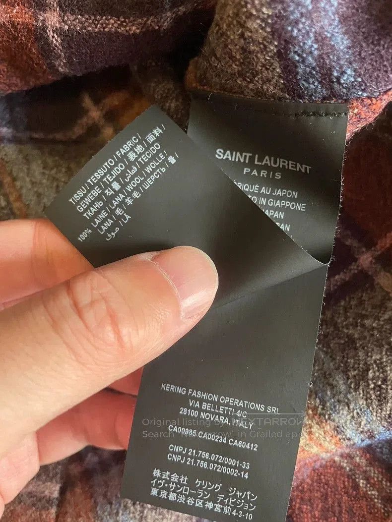 Saint Laurent Paris Saint Laurent Wool Short Sleeve Plaid Polo. Size US L / EU 52-54 / 3 - 7 Thumbnail