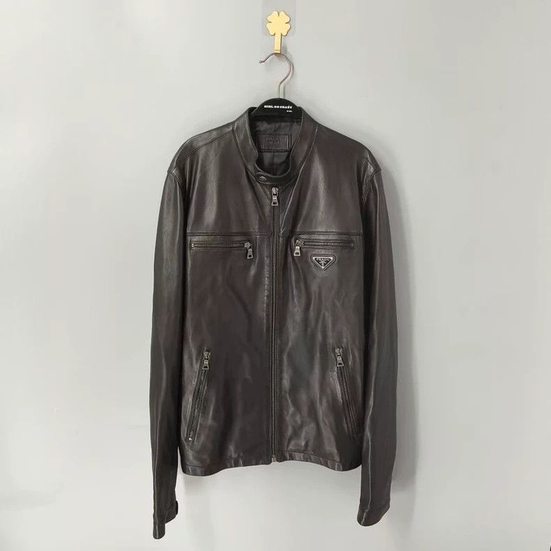 Prada PRADA Triangle Logo Leather Jacket - dmc Size US S / EU 44-46 / 1 - 1 Thumbnail
