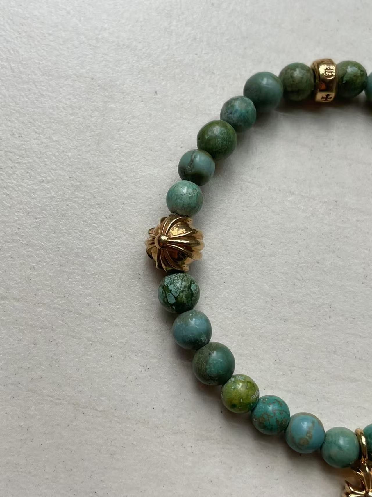 Chrome Hearts Chrome Hearts 22K Gold Cross Turquoise Beaded Bracelet Size ONE SIZE - 6 Thumbnail