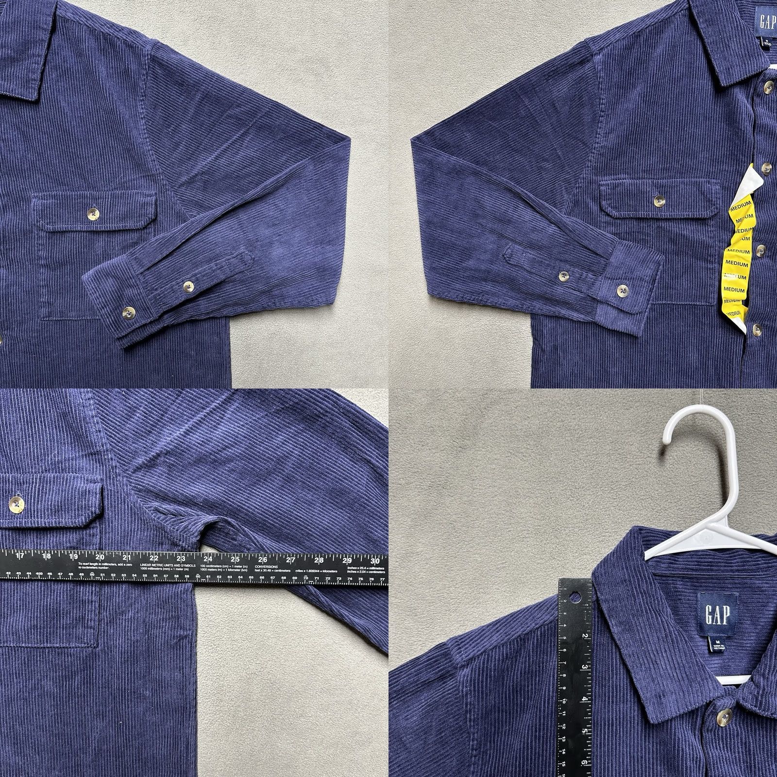 Gap GAP Shirt Mens Medium Eclipse Blue Button Up Corduroy Long Sleeve Size US M / EU 48-50 / 2 - 8 Thumbnail