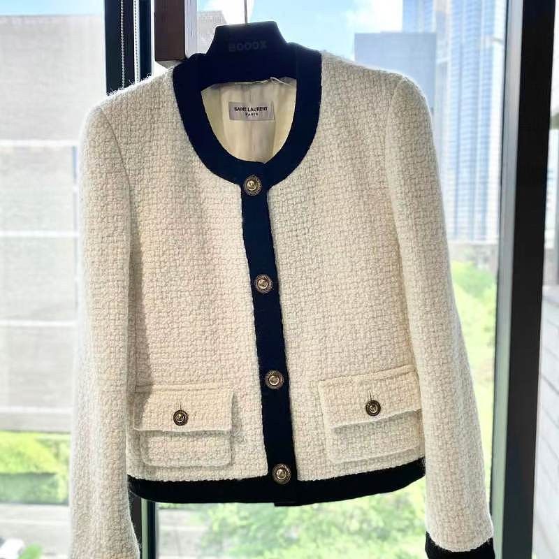 Saint Laurent Paris Saint Laurent Contrast Trim Tweed Blazer Size 36 Size XS / US 0-2 / IT 36-38 - 1 Thumbnail