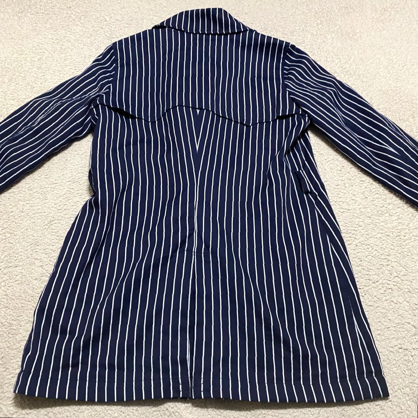 Ralph Lauren Lauren Ralph Lauren Womens Trench Coat Blue Striped Lined Cotton Mid-Length Long Sleeve Small SS Regular Womens - 90s? No, just title. Size S / US 4 / IT 40 - 2 Thumbnail