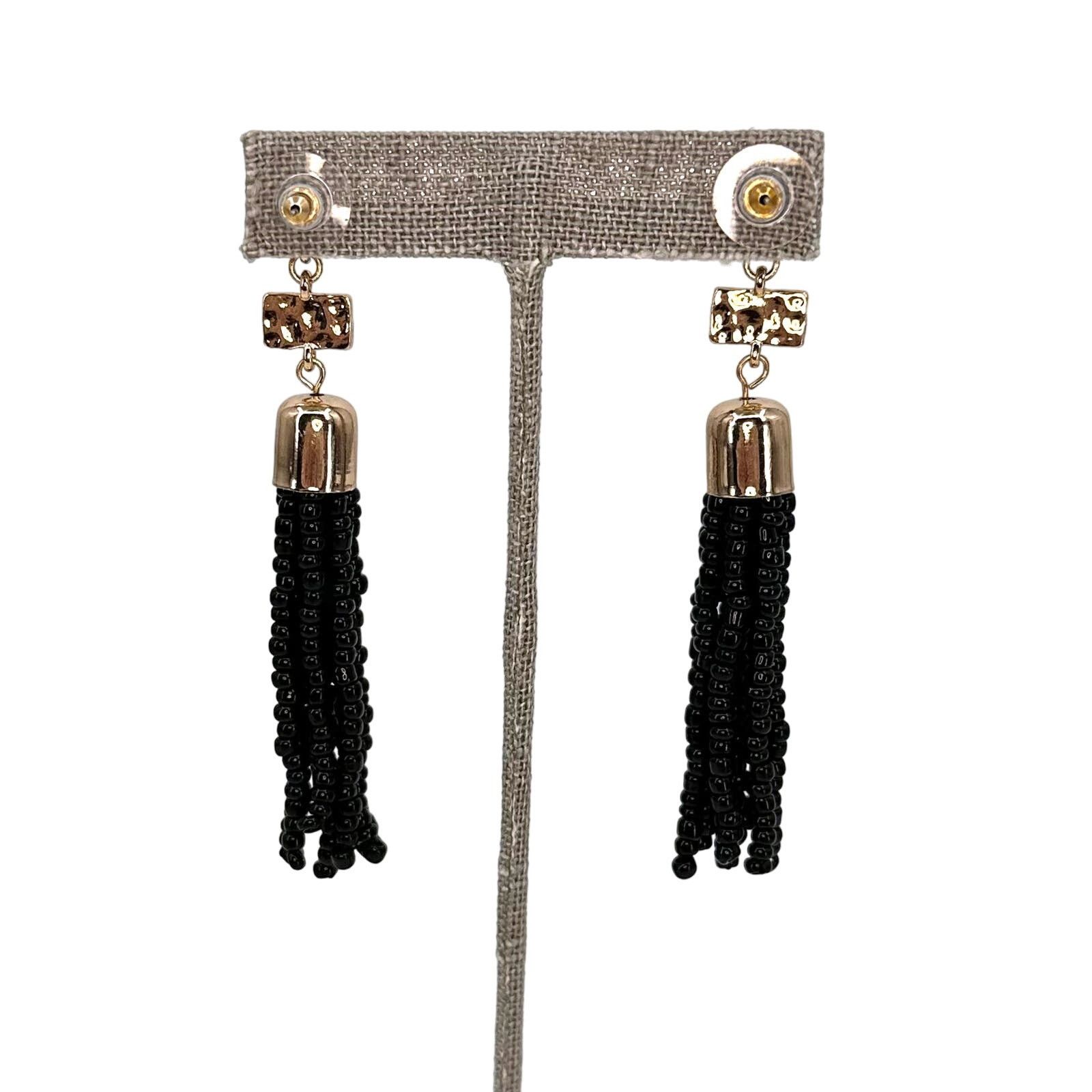 Other Sugarfix by Baublebar Earrings Black Beaded Tassel Gold Tone Size ONE SIZE - 7 Thumbnail