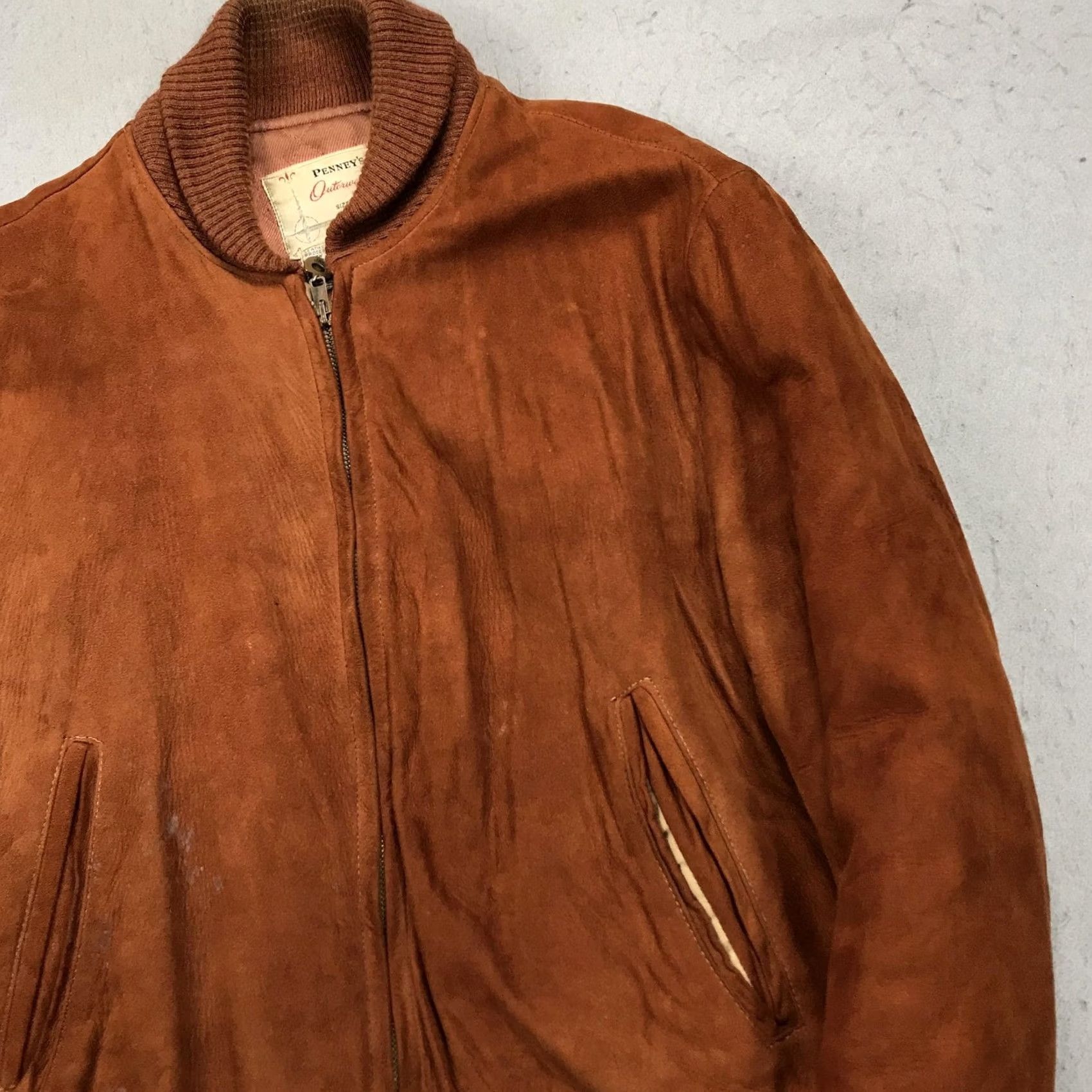 Vintage VINTAGE Penneys Jacket Brown Suede Leather Bomber 42 Mens 50s Zip DuPont Quilon Size US XS / EU 42 / 0 - 2 Thumbnail