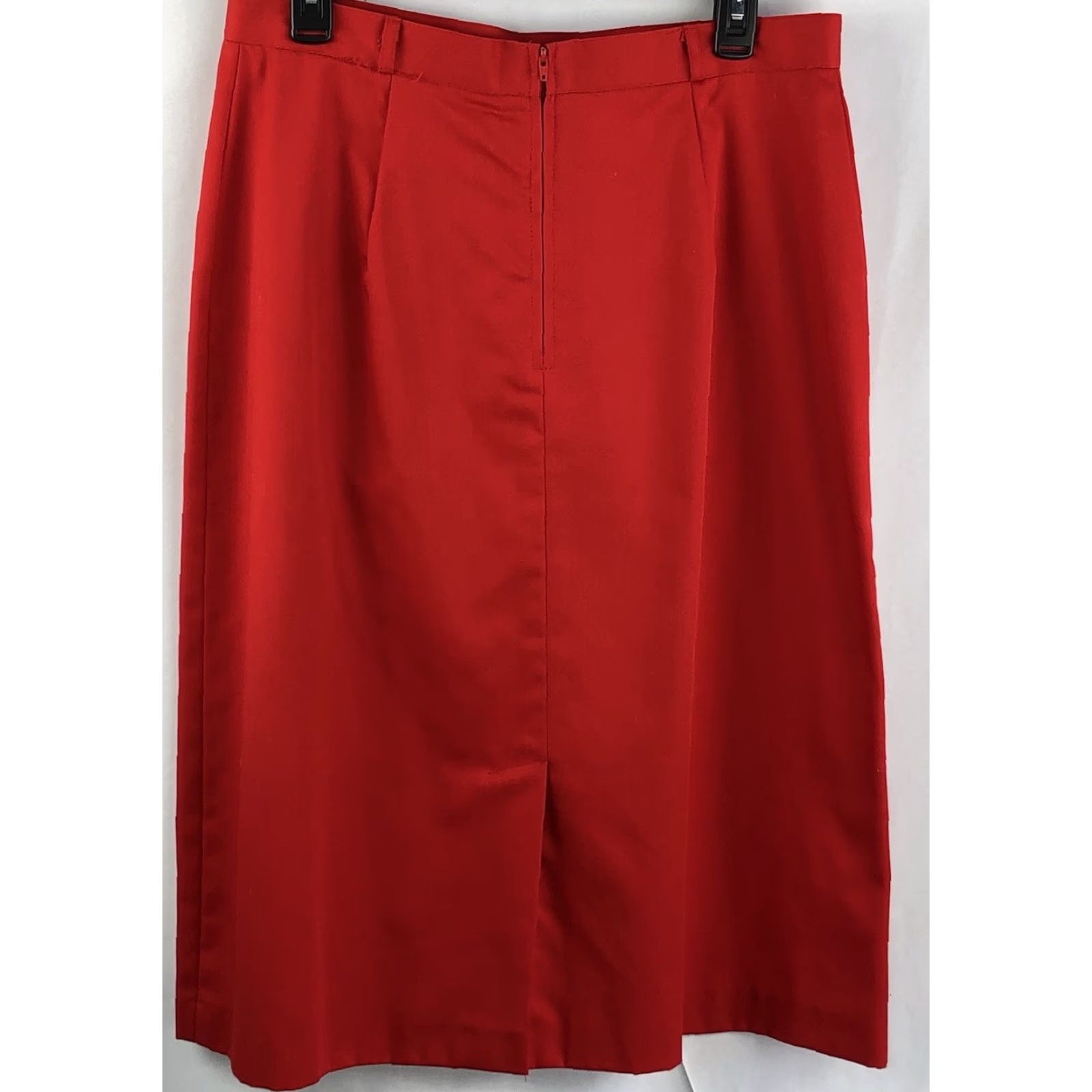 Vintage Vtg 70s Panther Midi Skirt 15/16 Red A-Line Front/Back Slit 32"W USA ILGWU Retro Size 36" / US 14 / IT 50 - 2 Thumbnail