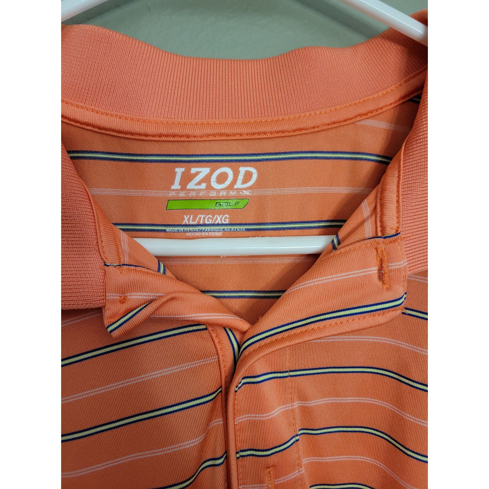 Izod Men's IZOD Golf Perform X Orange Striped Polo Size XL Size US XL / EU 56 / 4 - 3 Thumbnail