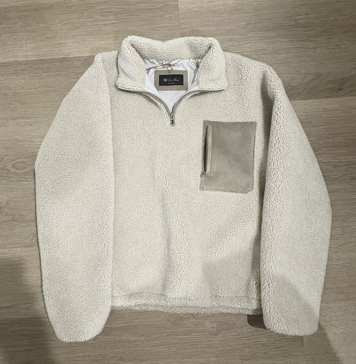 Loro Piana Loro Piana SUEDE-TRIMMED CASHMERE SILK-BLEND FLEECE HALF-ZIP Size US XL / EU 56 / 4 - 6 Thumbnail