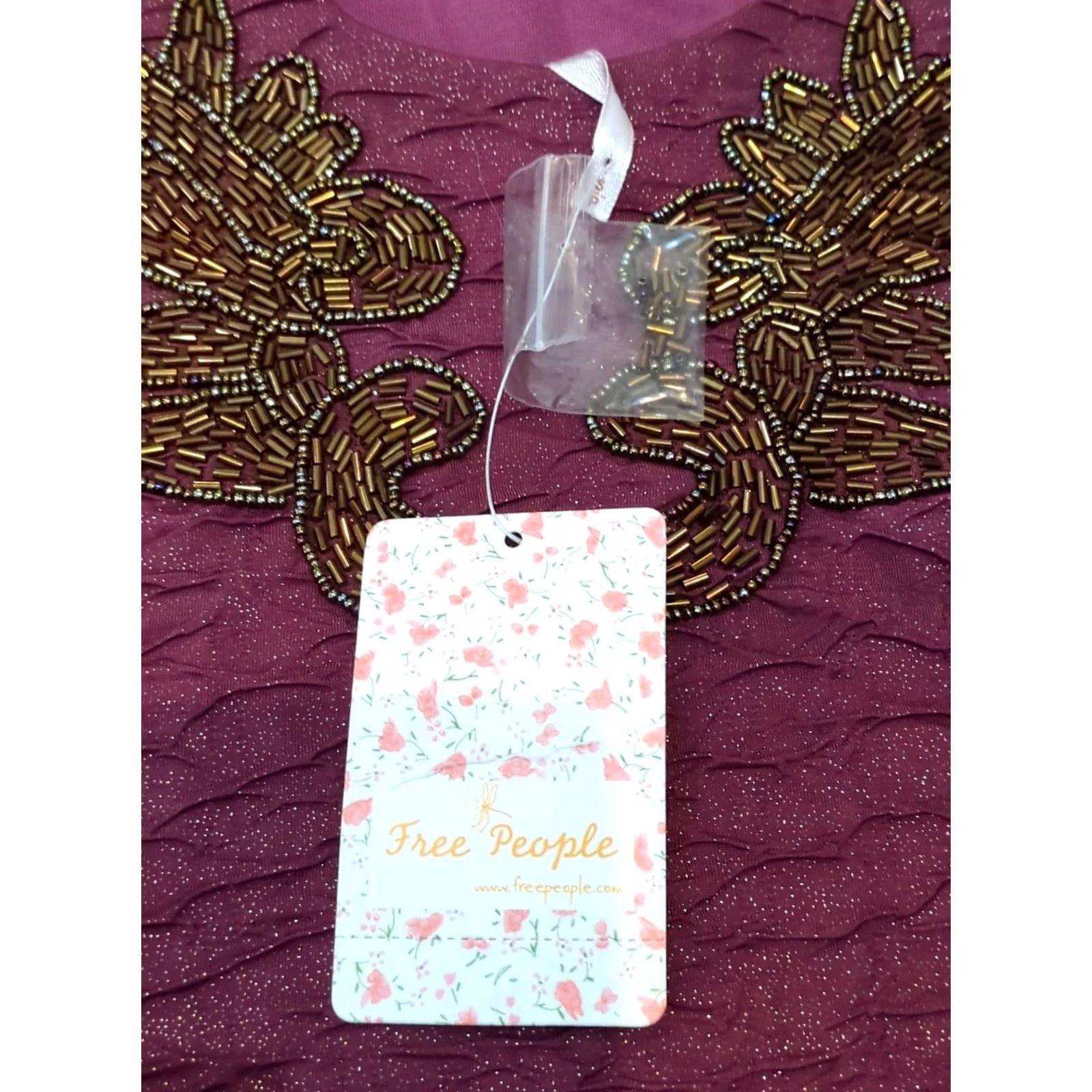 Free People Free People Dress Bodycon Glitter Beaded Short S Purple Women Beaded Stretch NWT NWT Size S / US 4 / IT 40 - 5 Thumbnail