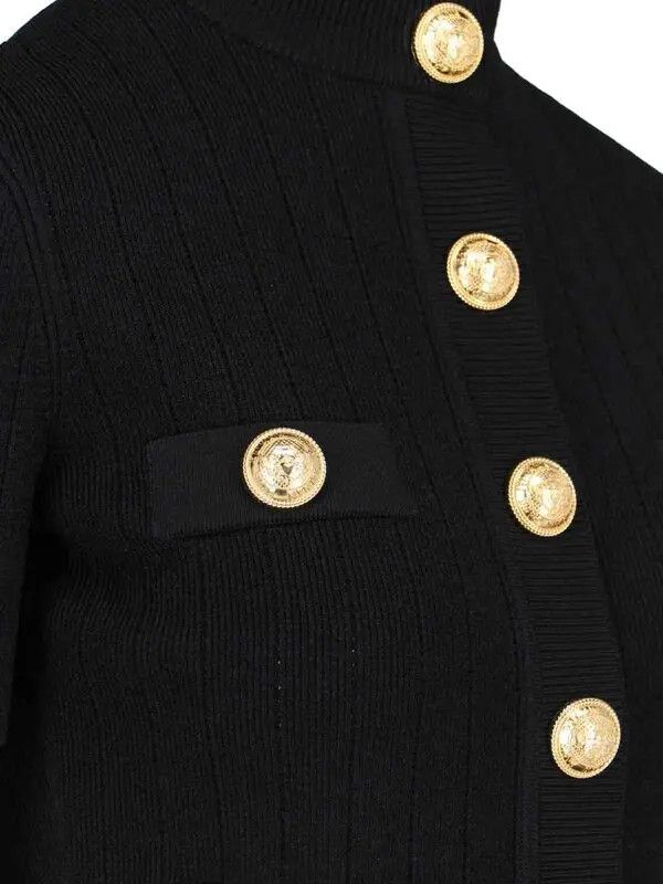 Balmain o1s1wg111225 Decorative Button Cardigan in Black Size L / US 10 / IT 46 - 3 Thumbnail