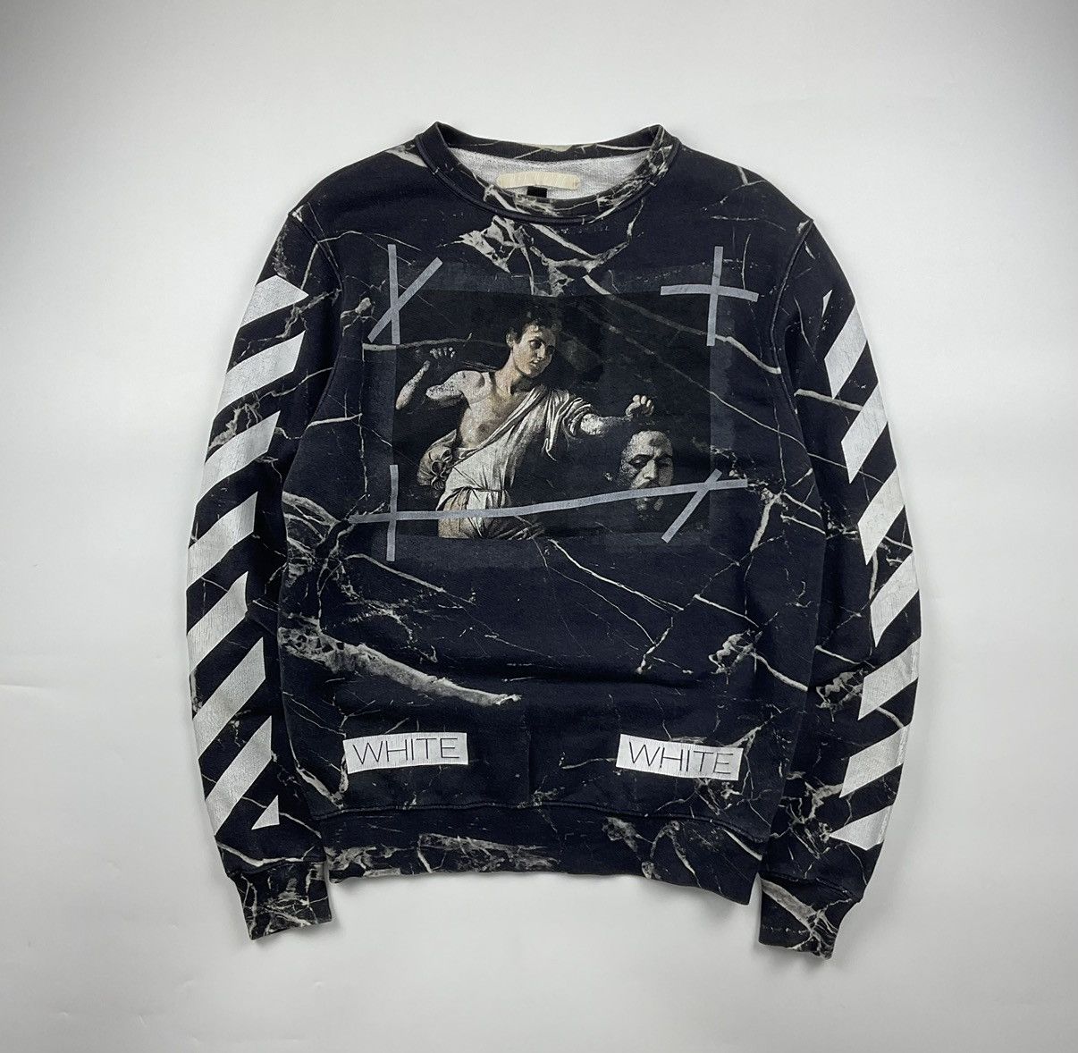 image of Off White Caravaggio Marble Sweatshirt in Black, Men's (Size Medium)