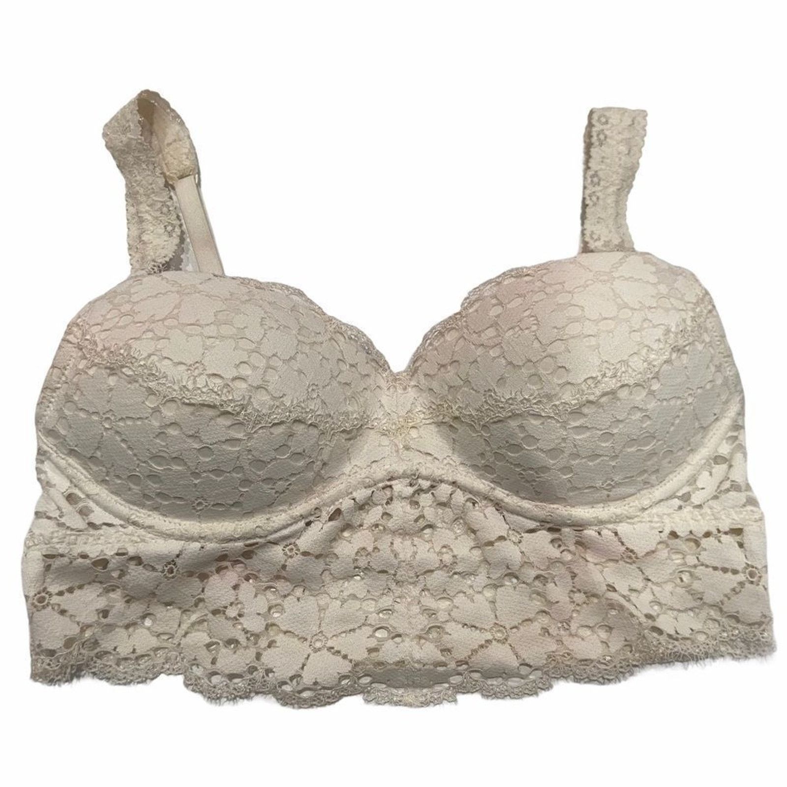 Victoria's Secret VICTORIA’S SECRET Off White Eyelet Beige Lace Bralette Size ONE SIZE - 1 Thumbnail