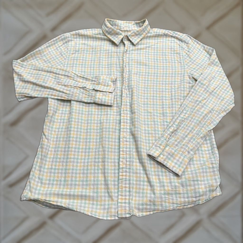 Nomad Bixby Nomad Regular Fit Flannel Shirt Men Large Pastel Yellow Green Plaid Casual Shirt Size US L / EU 52-54 / 3 - 1 Thumbnail