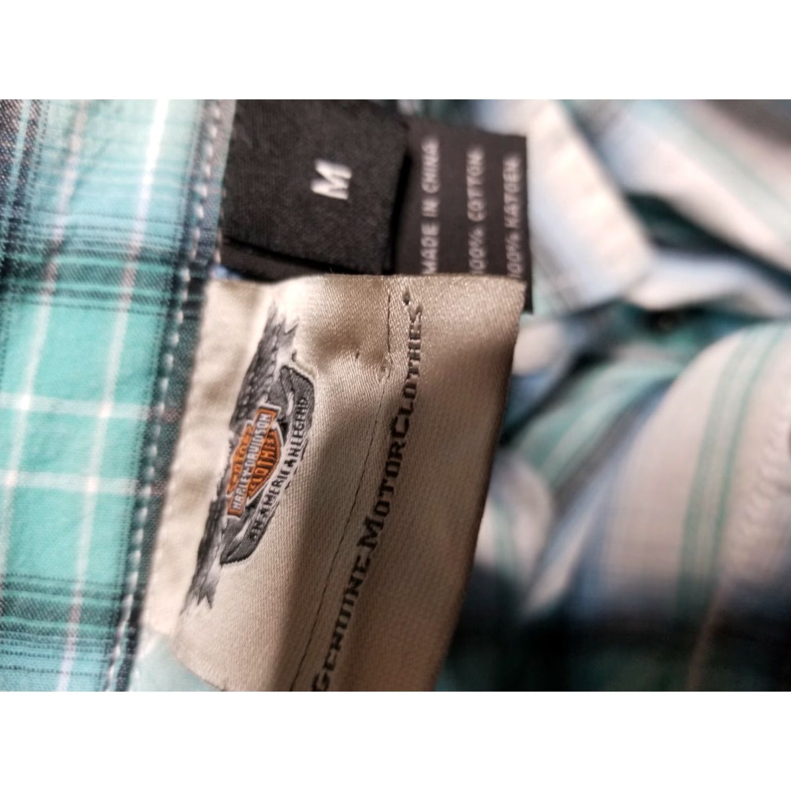 Harley Davidson VINTAGE Harley-Davidson Womens Medium Plaid Sleeveless Button-Up Shirt Collared Logo Cotton Woven 80s Size M / US 6-8 / IT 42-44 - 4 Thumbnail