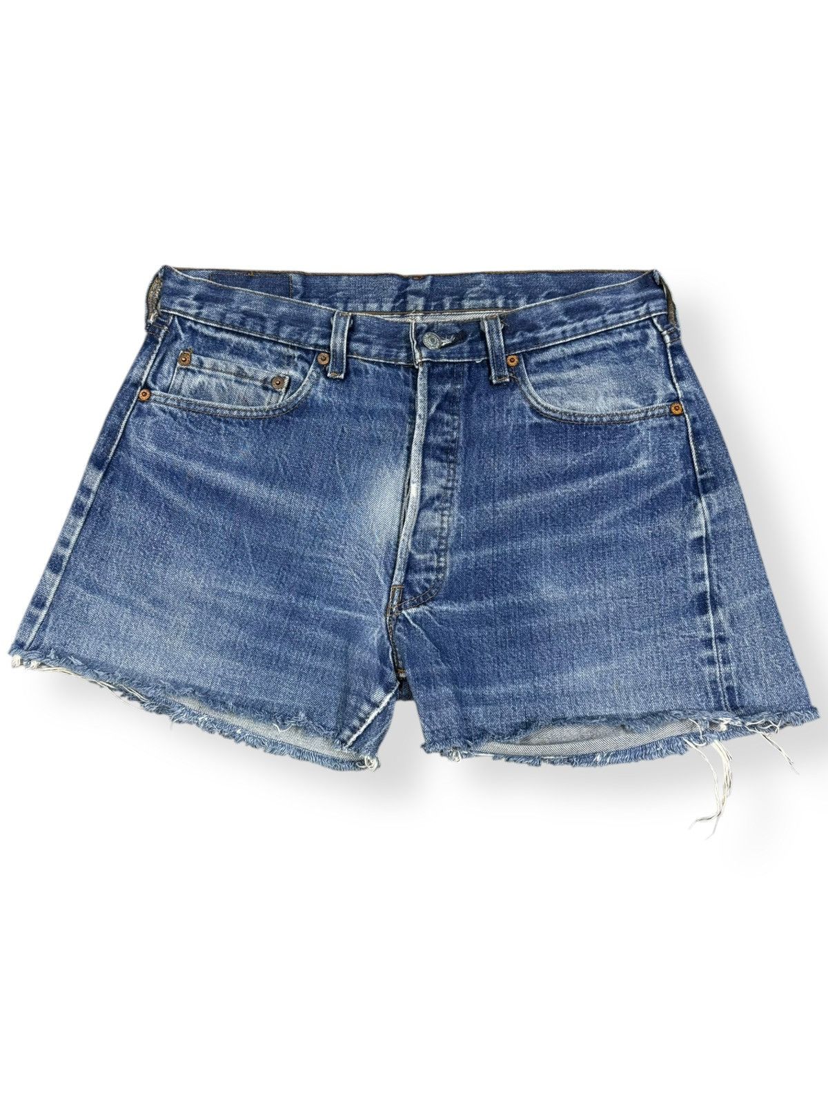 Levi's Vintage 80s Levis 501 Selvedge Denim Shorts-Stamp Button 524 Size 32" / US 10 / IT 46 - 3 Thumbnail