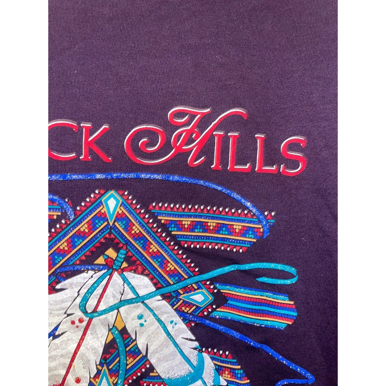 Jerzees Vintage Black Hills Native American Shirt Feathers Tee 90s L Size US L / EU 52-54 / 3 - 4 Thumbnail