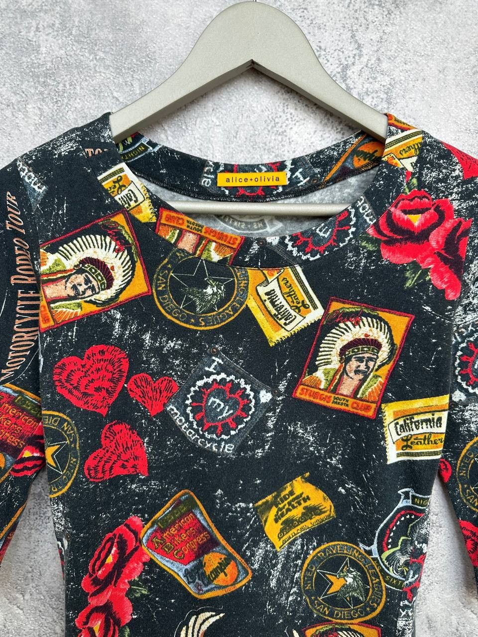 Alice + Olivia Alice + Olivia Motorcycle Rodeo Print Dress Biker Graphic Size S / US 4 / IT 40 - 4 Thumbnail