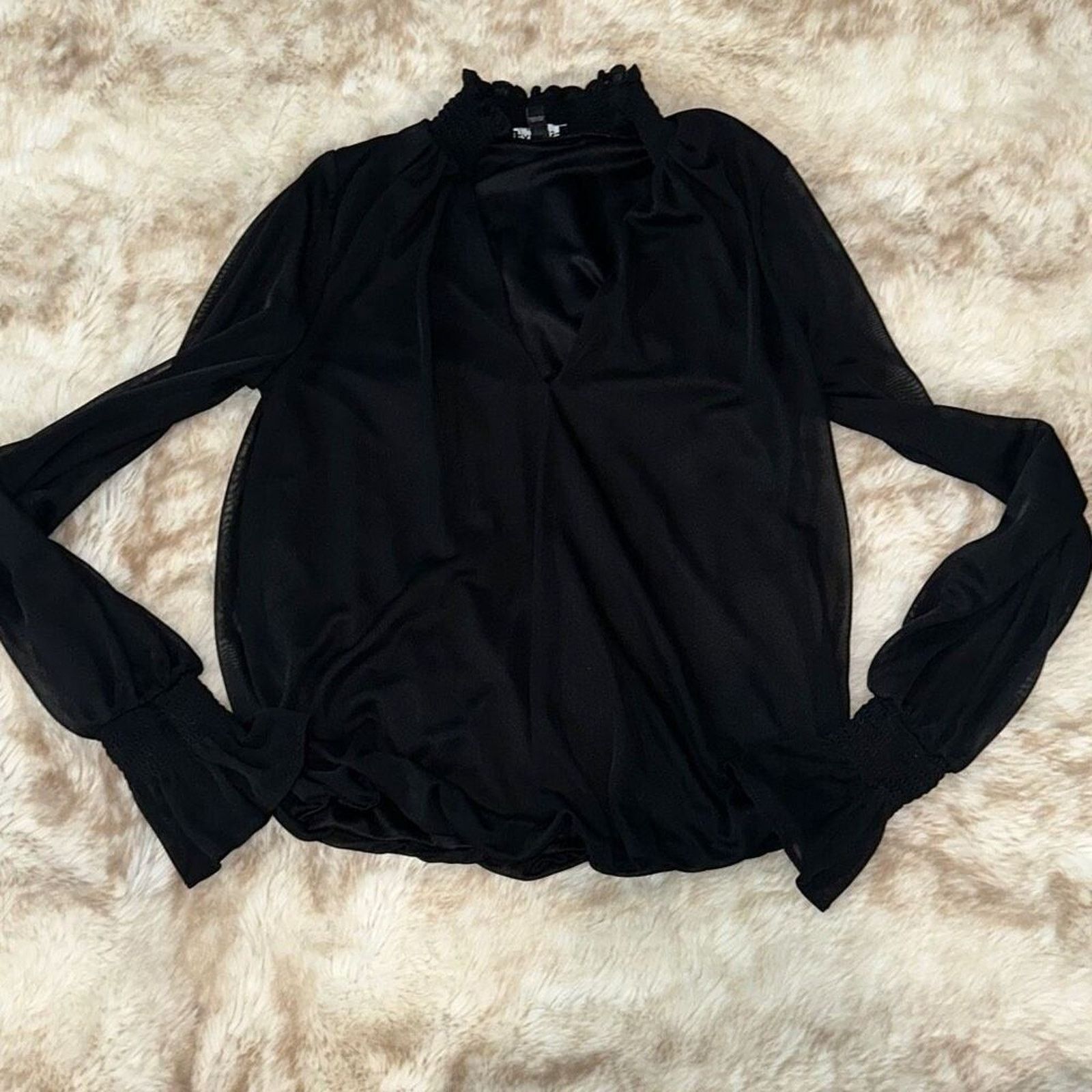 Express Express Black Mock Neck Long Sleeve Blouse | Sz XS Size XS / US 0-2 / IT 36-38 - 4 Thumbnail