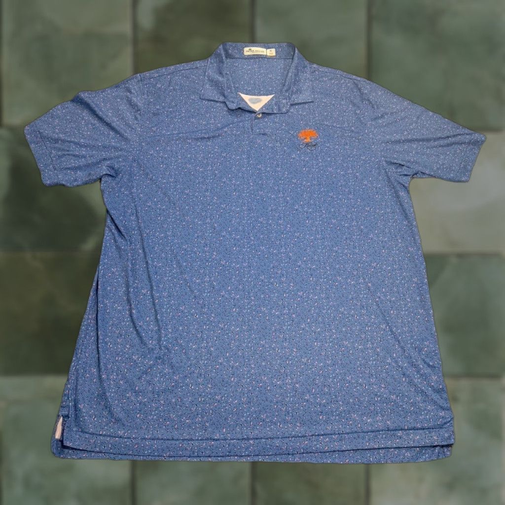 Peter Millar Peter Millar Featherweight Polo XL Golf Blue Graphic Print Men Short Sleeve UPF 50 Moisture Wicking Quick Dry Lightweight Polo Shirt Summer Comfort Size US XL / EU 56 / 4 - 1 Thumbnail
