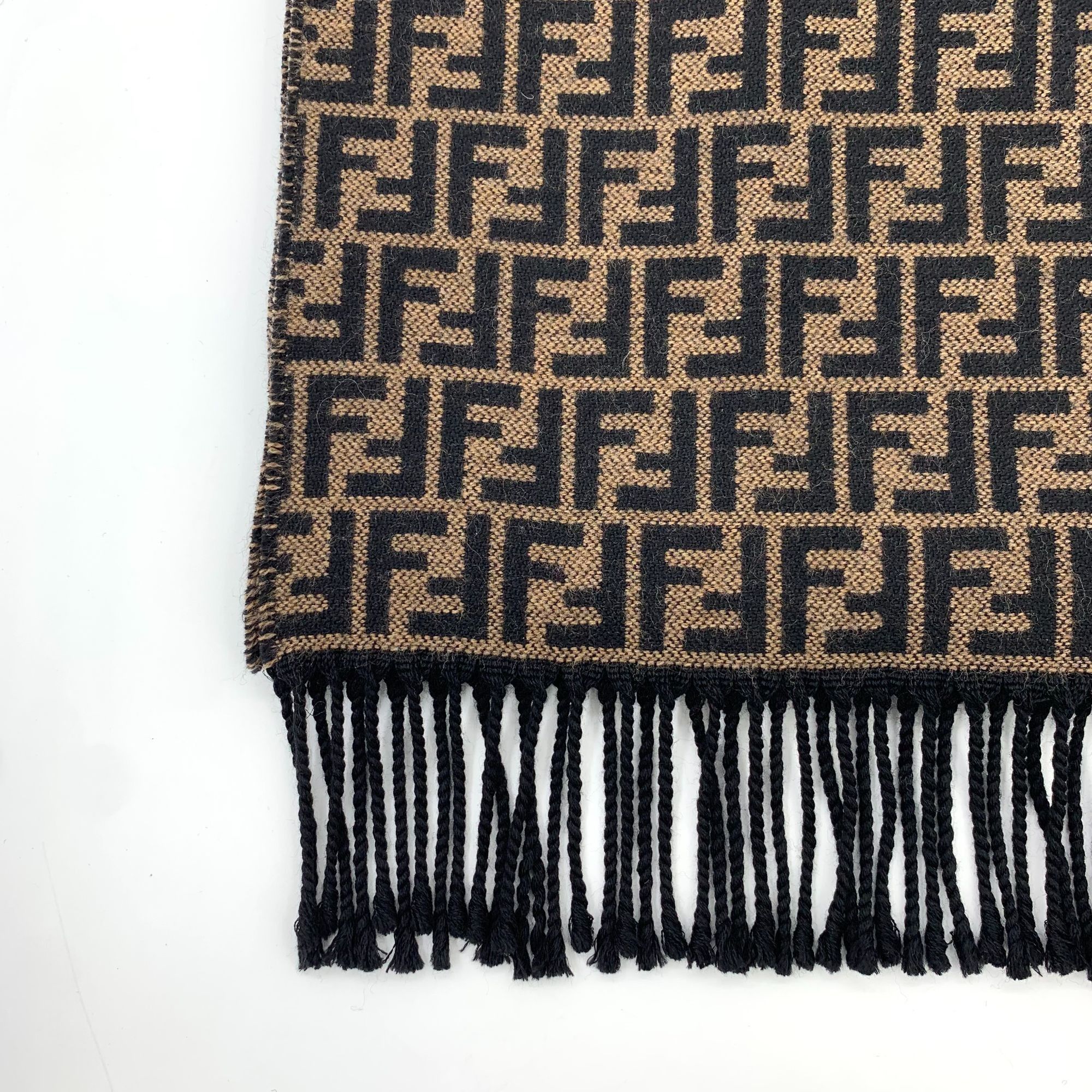 Fendi Fendi Womens Double-Sided Zucca Logo Wool & Cashmere Scarf W Size ONE SIZE - 8 Thumbnail