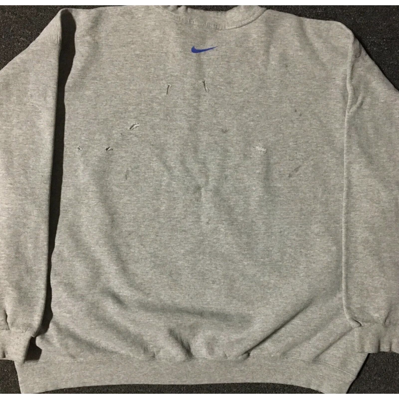Nike VINTAGE Nike Hoodie Mens 2XL Gray Swoosh Thrashed Boxy 90s Grunge Volleyball USA Cotton Sweatshirt Size US XXL / EU 58 / 5 - 2 Thumbnail