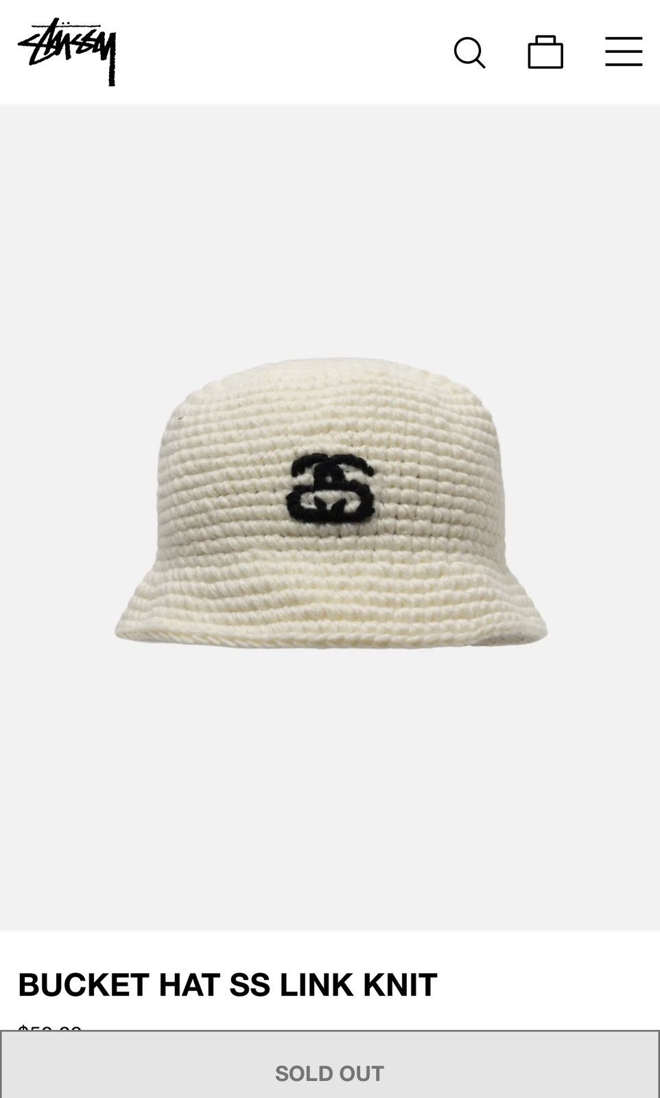 ★送料・関税込★STUSSY★BUCKET HAT SS LINK KNIT★BONE SS Link Knit Bucket Hat