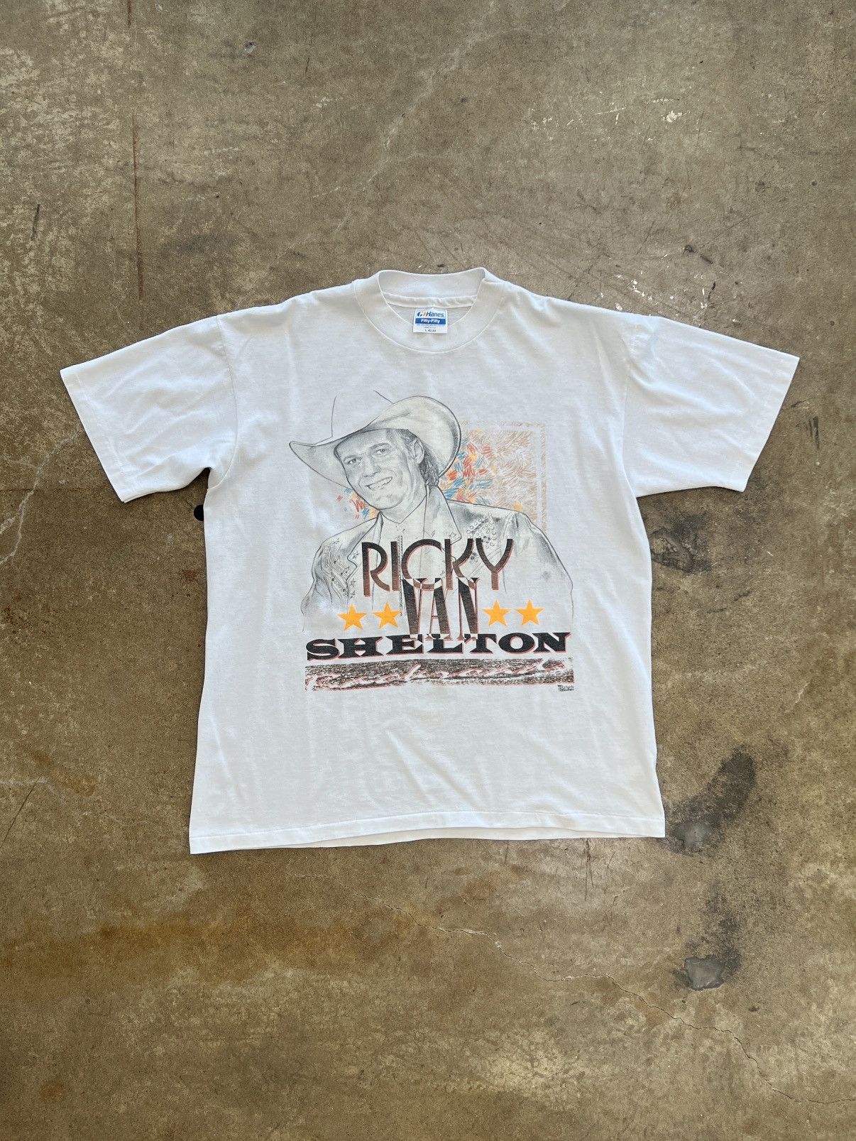 Band Tees Vintage 1991 Signed Ricky Van Shelton Backroads Tee Large Size US L / EU 52-54 / 3 - 5 Thumbnail