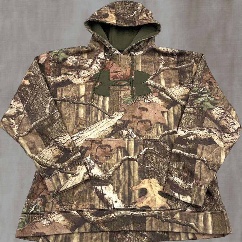 Under Armour Under Armour Hoodie Men Large Camo Mossy Oak Break Up Regular Fit Pullover Hooded Sweatshirt Brown Polyester Logo Size US XL / EU 56 / 4 - 1 Thumbnail