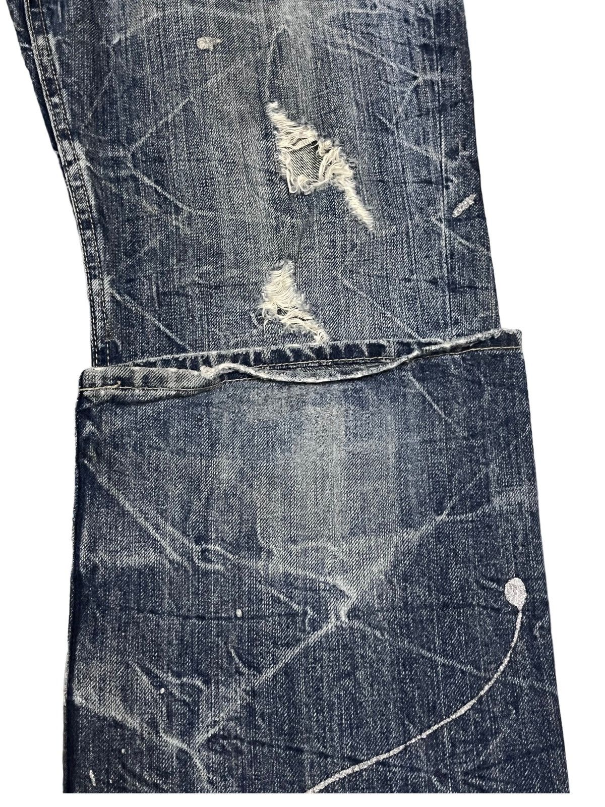 14th Addiction Vintage Japanese Brand Honeycomb Distress Flare Style denim Size US 33 - 6 Thumbnail
