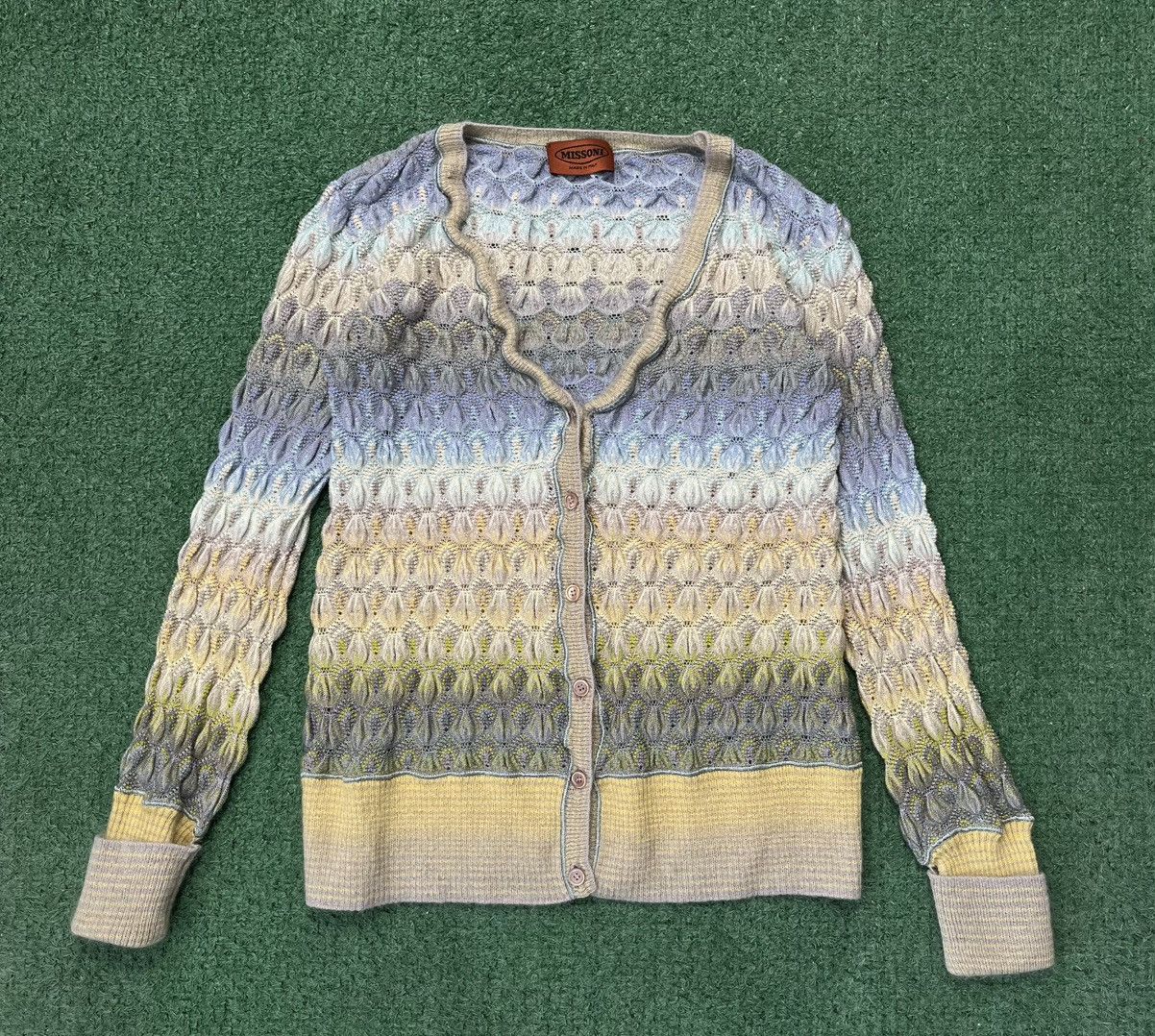 Missoni Orange Label Cardigan Vintage 90s Rayon Wool