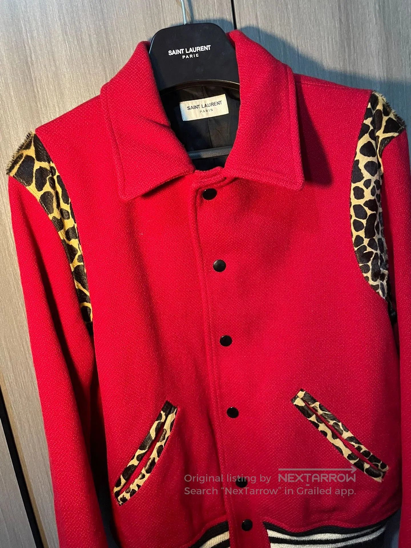 Saint Laurent Paris Saint Laurent Red Leopard Print Baseball Jacket. Size US S / EU 44-46 / 1 - 3 Thumbnail