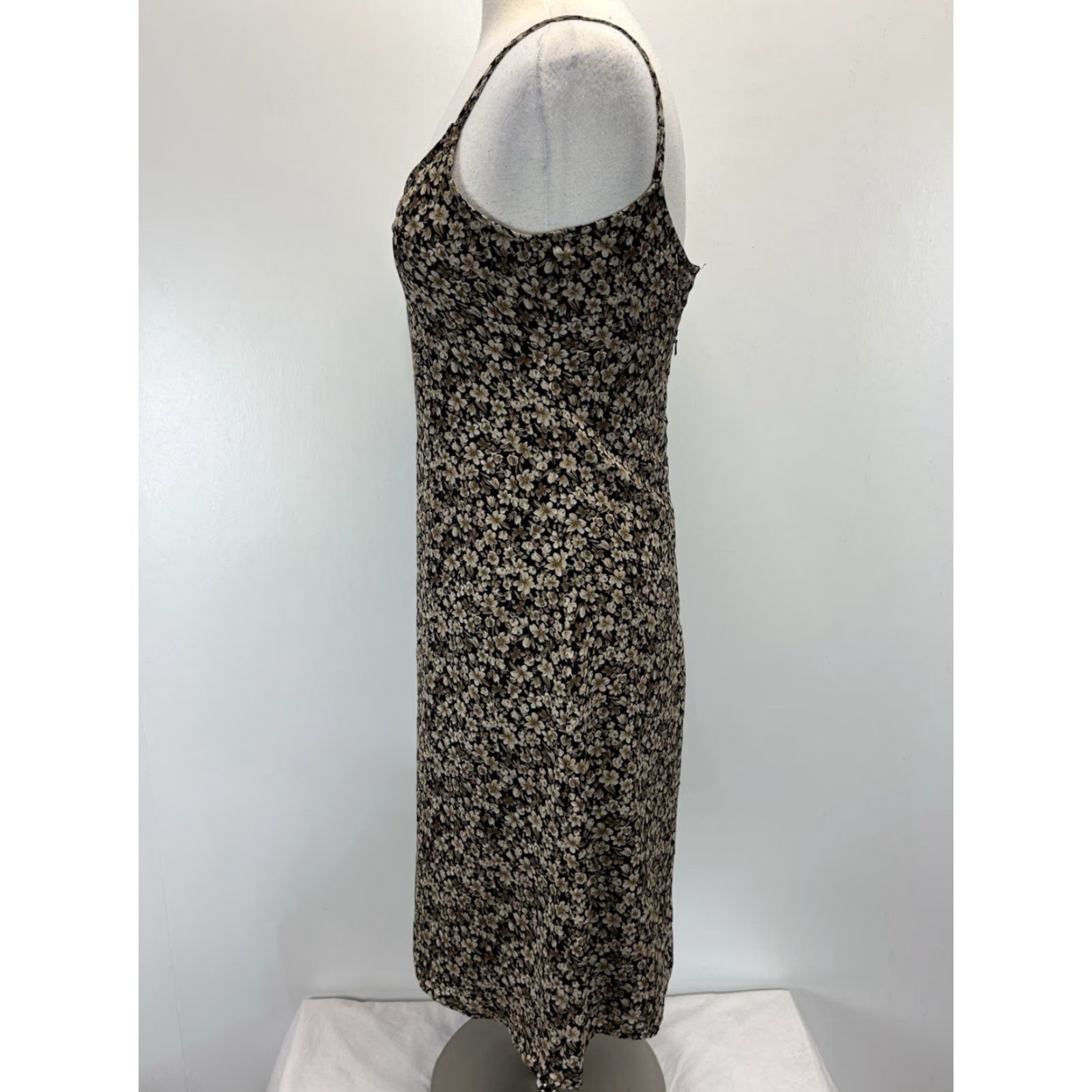 Vintage Yes Old Navy Vtg Floral Midi Dress 4 Sz Forest Fairy Brown Black  Grunge Skater Y2K