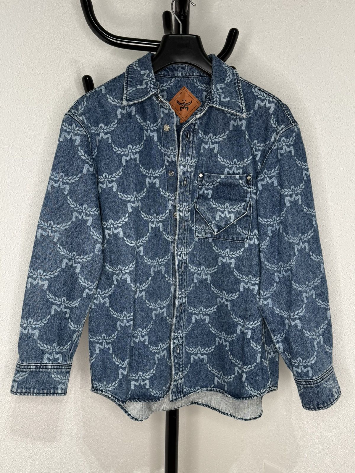 MCM MCM Lauretos Monogram Oversized Denim Shirt Size US M / EU 48-50 / 2 - 1 Thumbnail