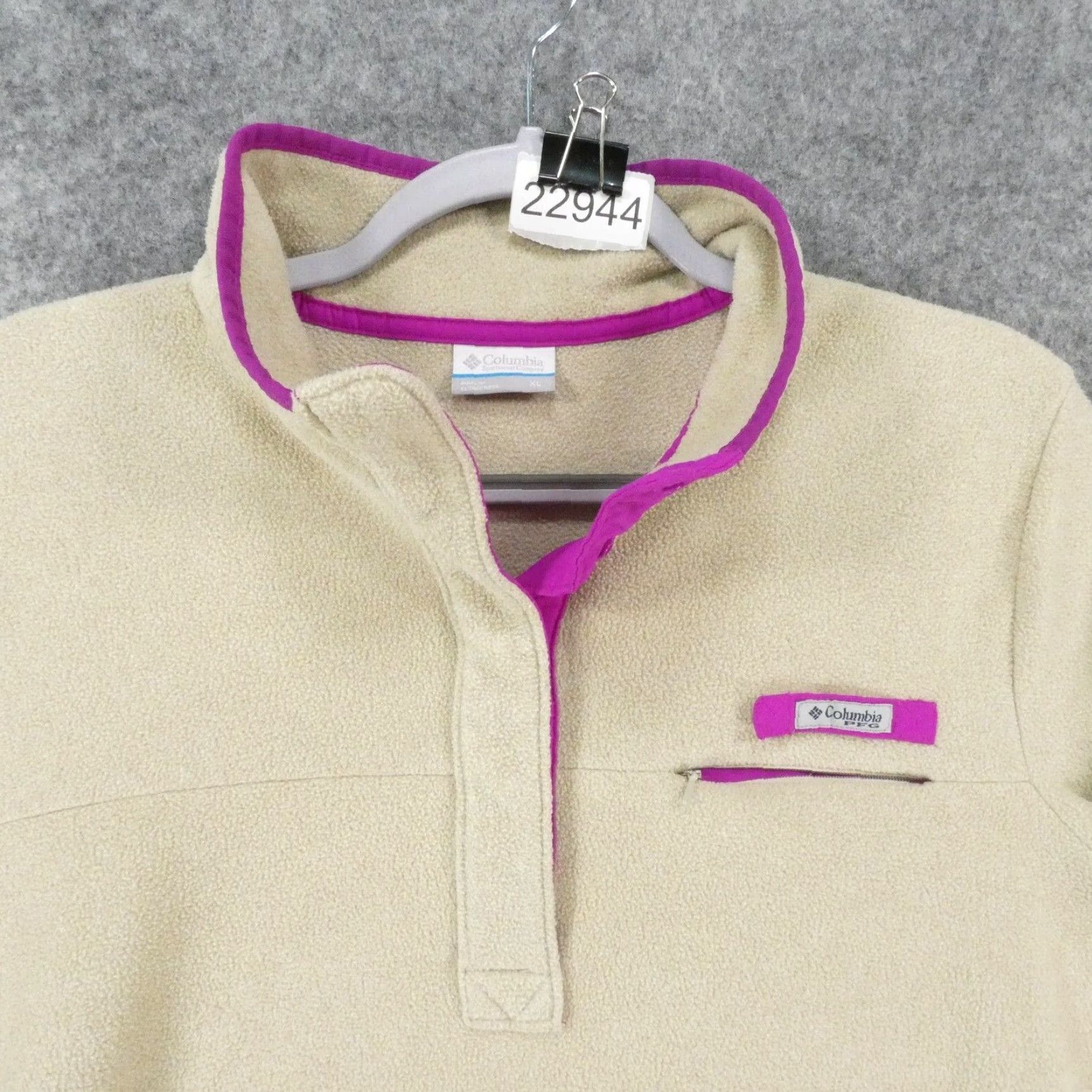 Vintage Columbia Women Extra Large Pullover Fleece Sweater 1/4 Zip Beige Size XL / US 12-14 / IT 48-50 - 2 Thumbnail