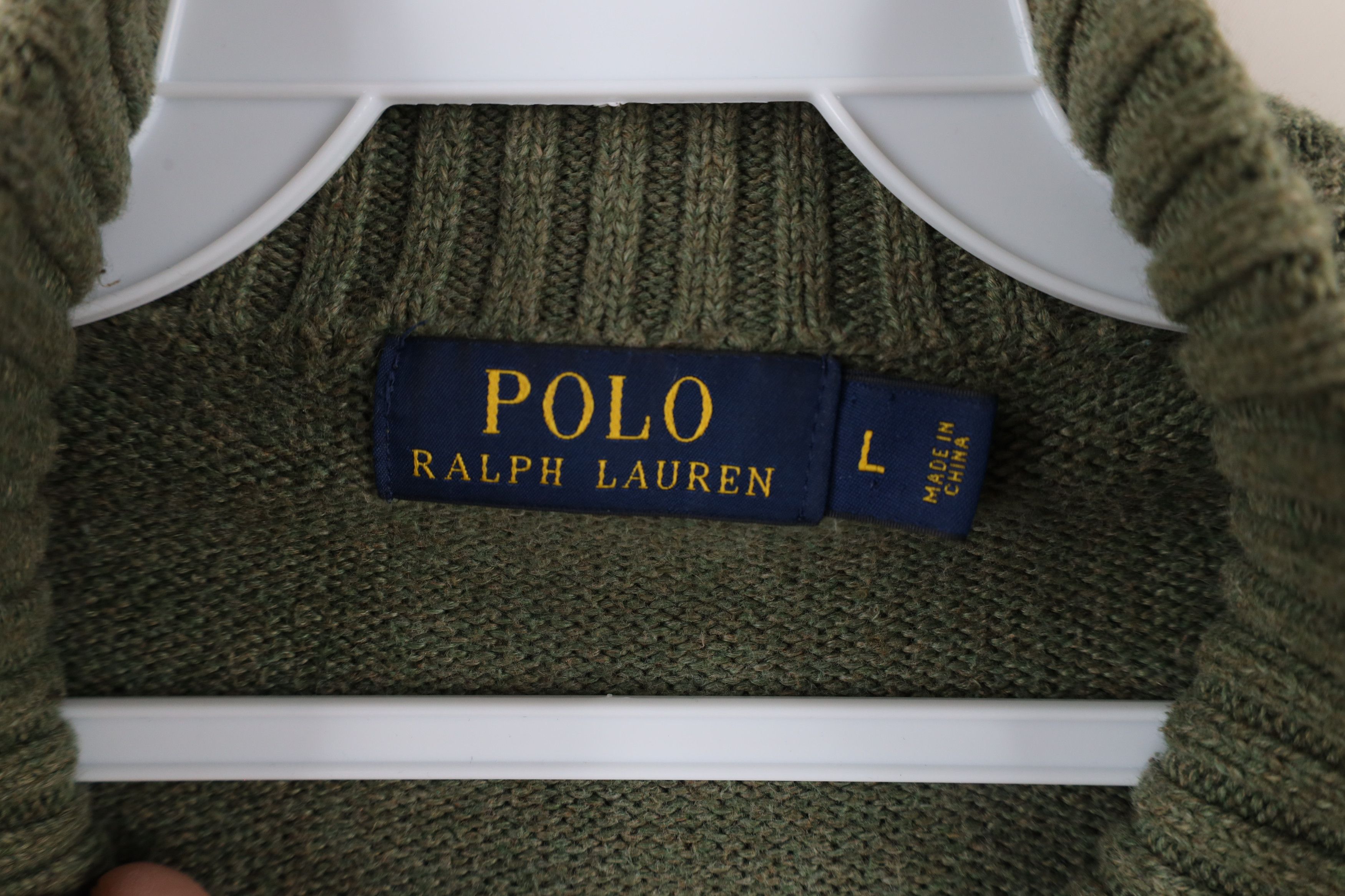 Ralph Lauren × Vintage Vintage Ralph Lauren Knit Half Zip Pullover Sweater Green Size US L / EU 52-54 / 3 - 6 Thumbnail