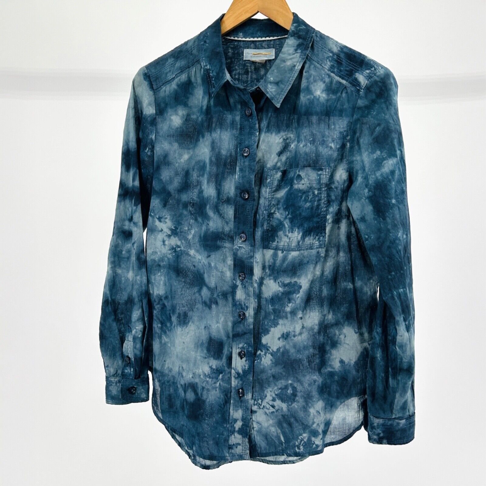 Anthropologie Pilcro Anthropologie Tie Dye Blue Cotton Button Down Size S / US 4 / IT 40 - 1 Thumbnail