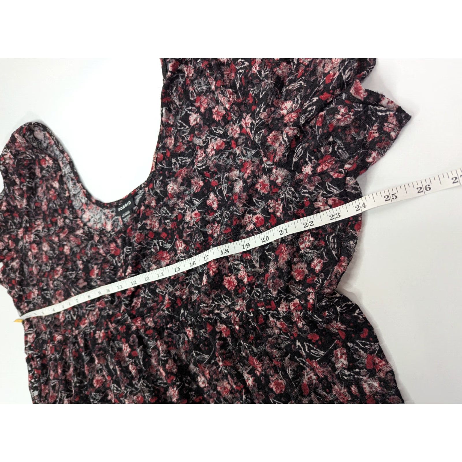 Torrid Torrid Blouse Black Pink Rose Floral Lace Peplum Top Size 4X Plus Sheer All Seasons Breathable Stretch Fit & Flare Women Womens Size XXL / US 16-18 / IT 52-54 - 4 Thumbnail